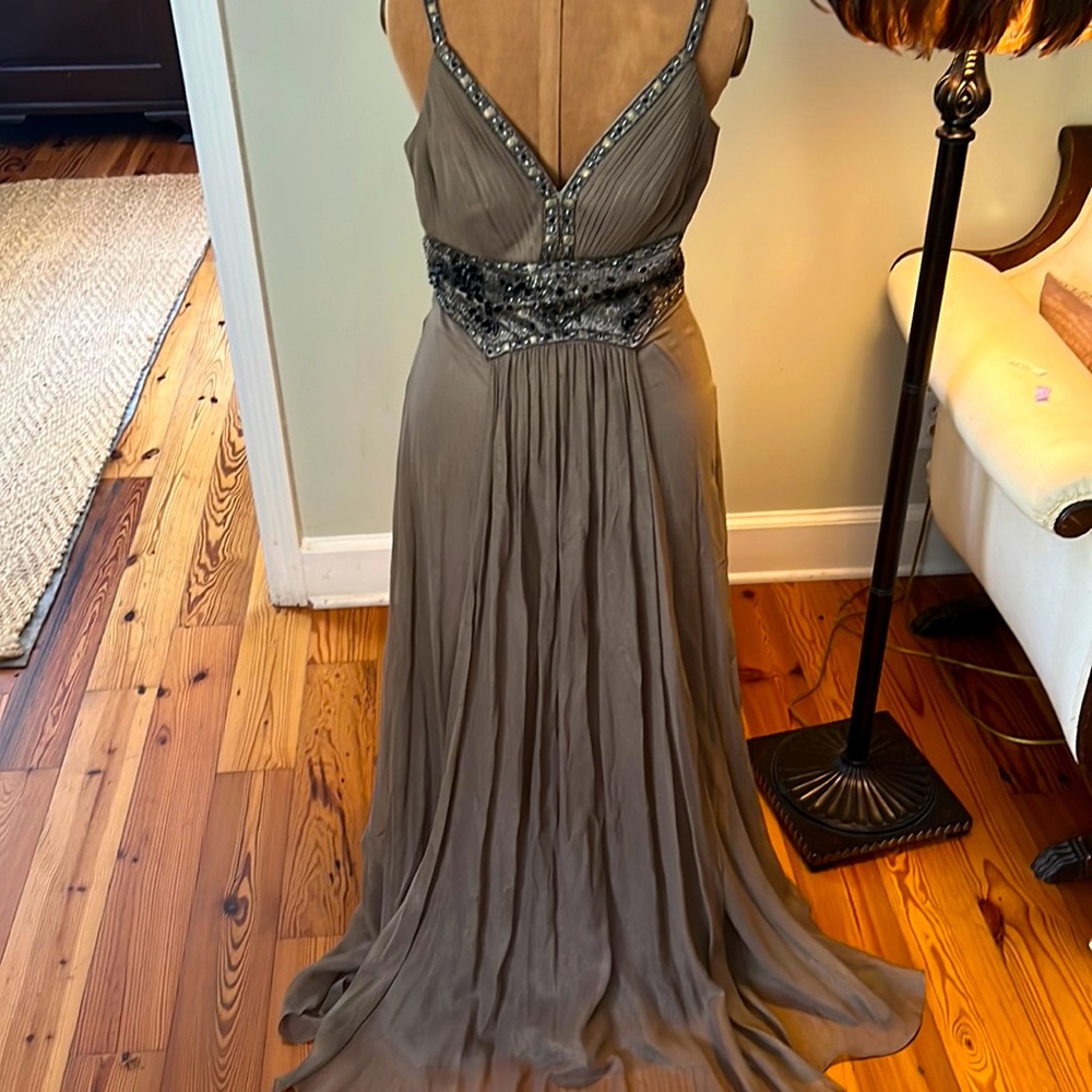 Sue Wong Taupe Beaded Gown